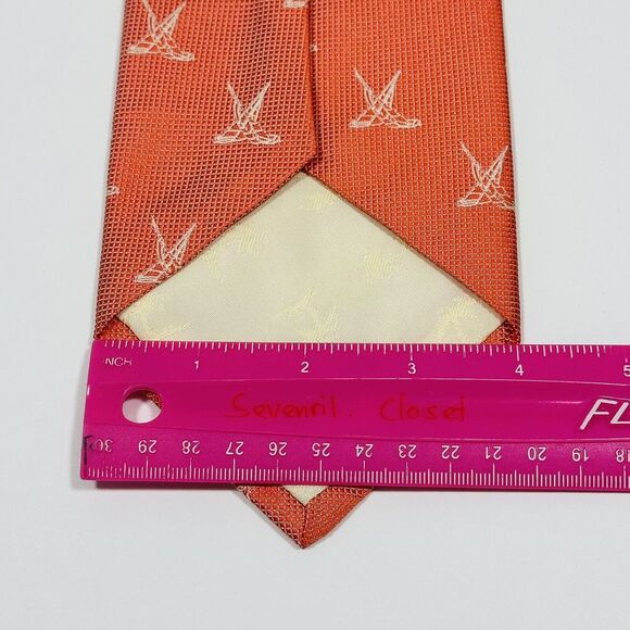 Tommy Bahamas Off Island Orange Mainsail Boat Sailing Tie Necktie Woven Silk - Picture 8 of 9